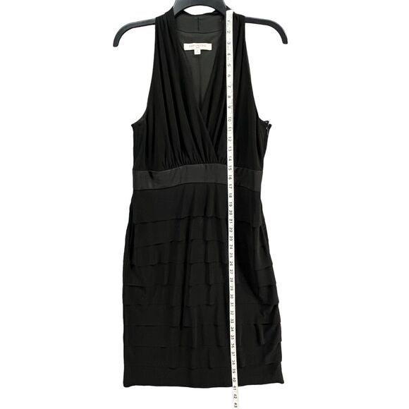 Evan Picone Dress 10 Black Sleeveless Halter Tiered Ruffle Cocktail Classic HOCO - Picture 7 of 12